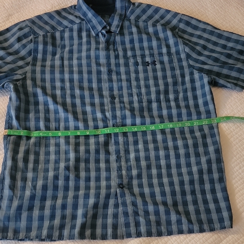 Under Armour Men's Blue Checkered Button Down Shirt - Picture 4 of 4